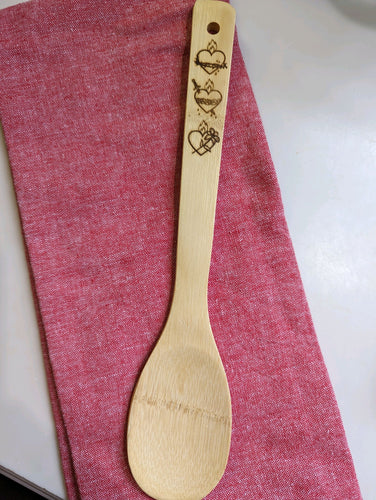 Hearts of the Holy Family Wooden Spoon