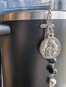 Blue Miraculous Medal Straw Tumbler Charms