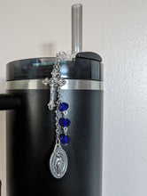 Load image into Gallery viewer, Blue Miraculous Medal Straw Tumbler Charms