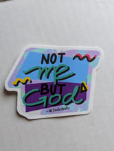 Load image into Gallery viewer, Not me but God vinyl sticker. Bl. Carlo Acutis quote