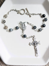 Load image into Gallery viewer, A close up of the jasper car rosary on a whote tray background