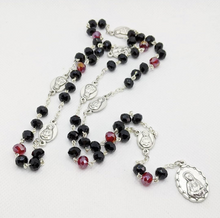 Load image into Gallery viewer, A black and red 7 sorrows of Mary chaplet sets on a white background
