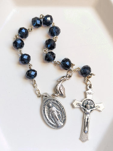 Midnight Blue Miraculous Medal Pocket Rosary